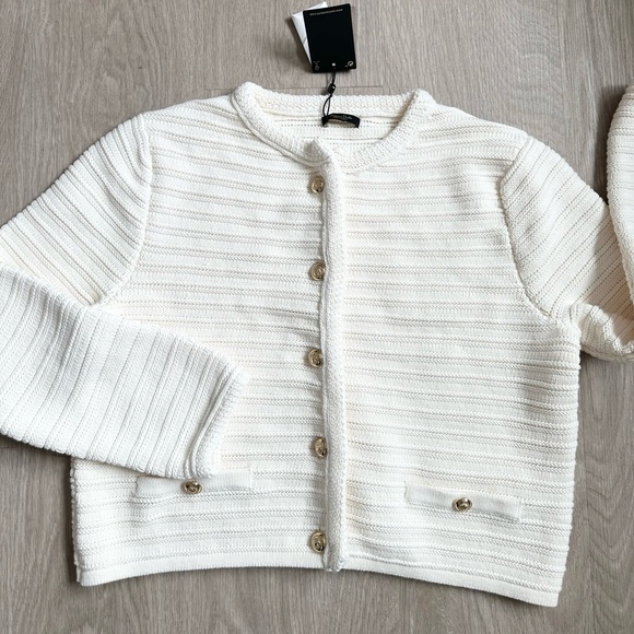 Massimo Dutti knitted cotton button up cardigan sweater - Picture 9 of 11